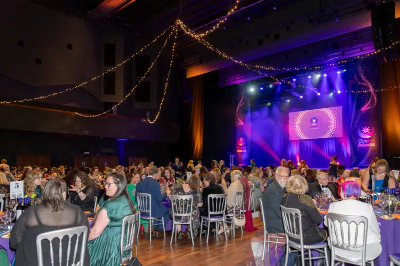 Guests seated at their tables as the ceremony gets under way.